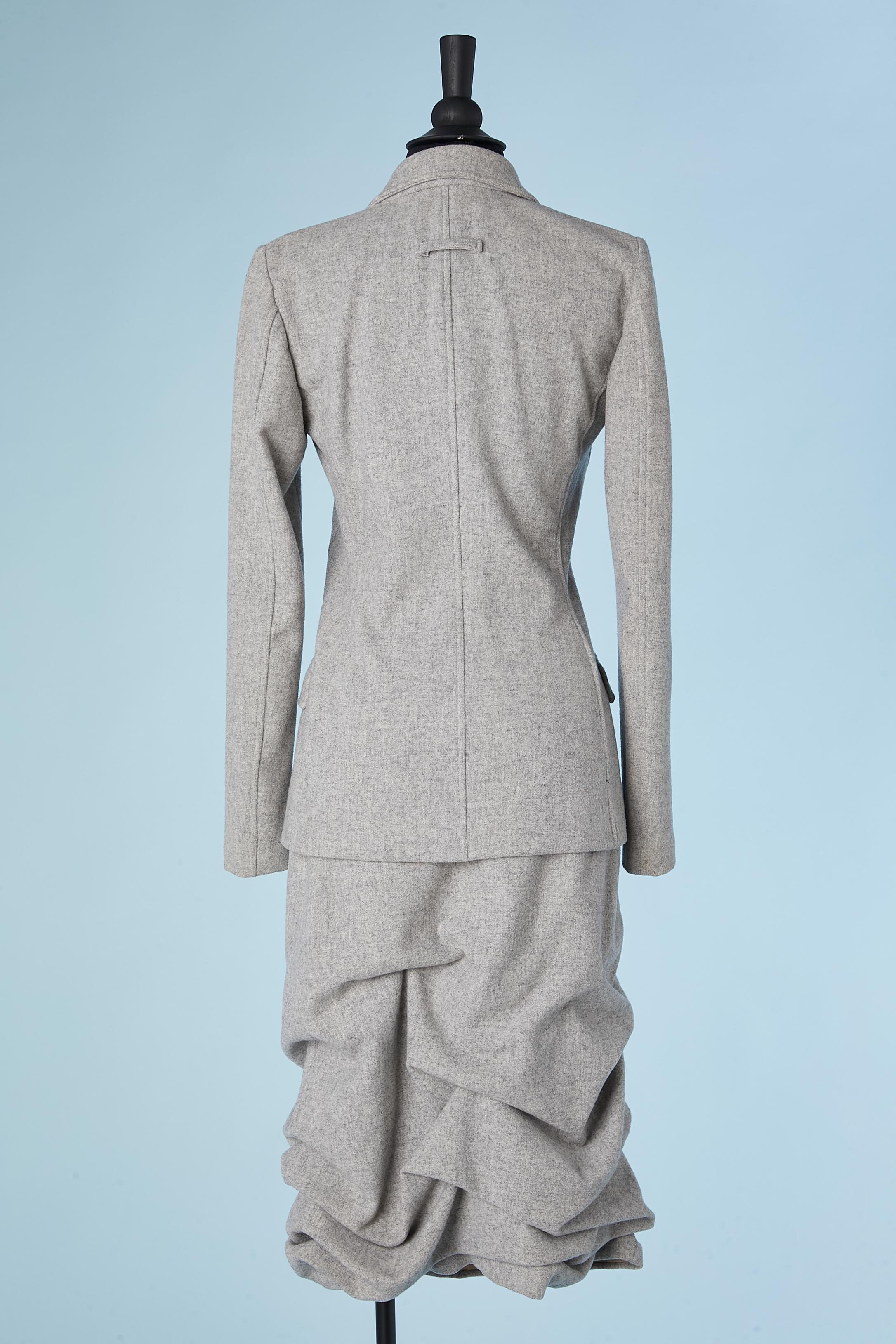 Grey wool skirt suit with 