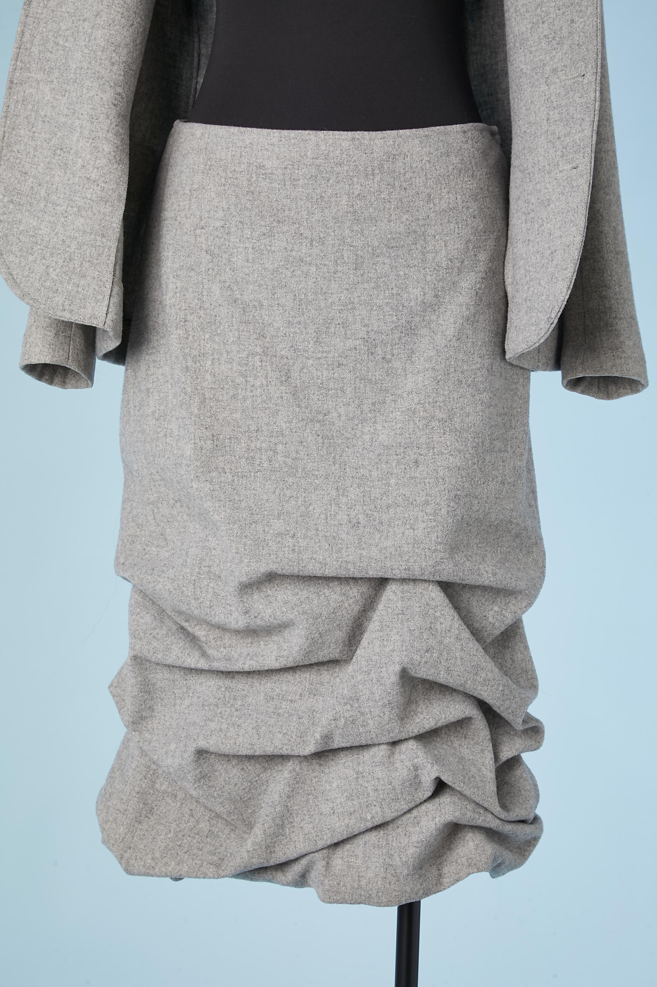 Grey wool skirt suit with 