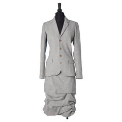 Grey wool skirt suit with "bouillonnée" skirt  Jean-Paul Gaultier Classique 