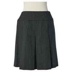 Grey wool skirt with box-pleats CHANEL BOUTIQUE