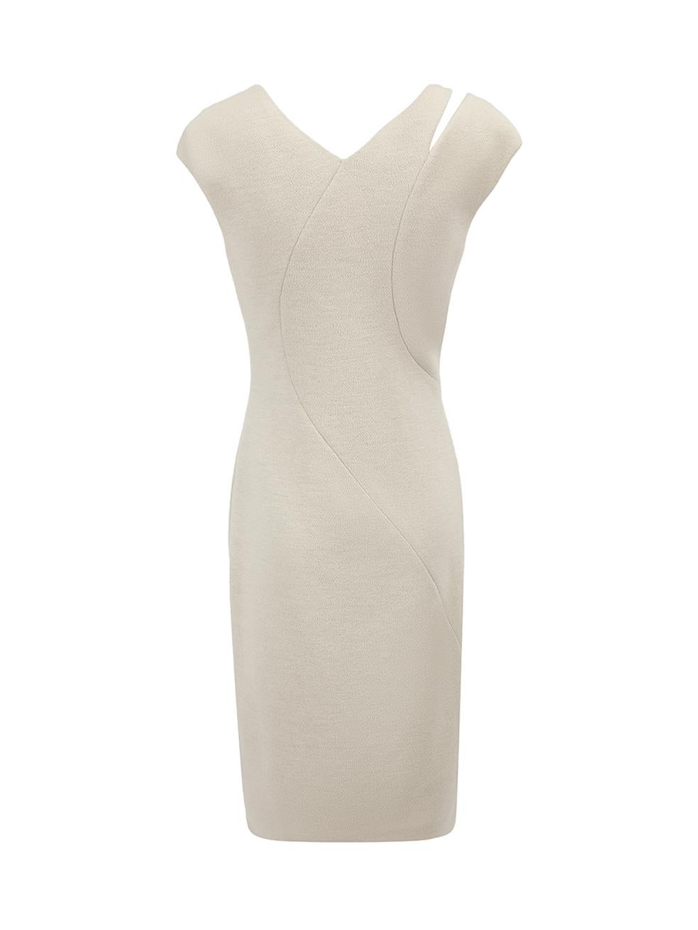 Grey Wool Sleeveless Body-con Dress Size L In Good Condition For Sale In London, GB