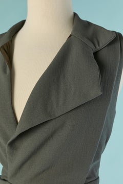 Graues ärmelloses Kleid aus Wolle in Wickeloptik ALEXANDRE VAUTHIER COUTURE