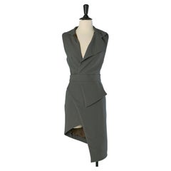 Graues ärmelloses Kleid aus Wolle in Wickeloptik ALEXANDRE VAUTHIER COUTURE