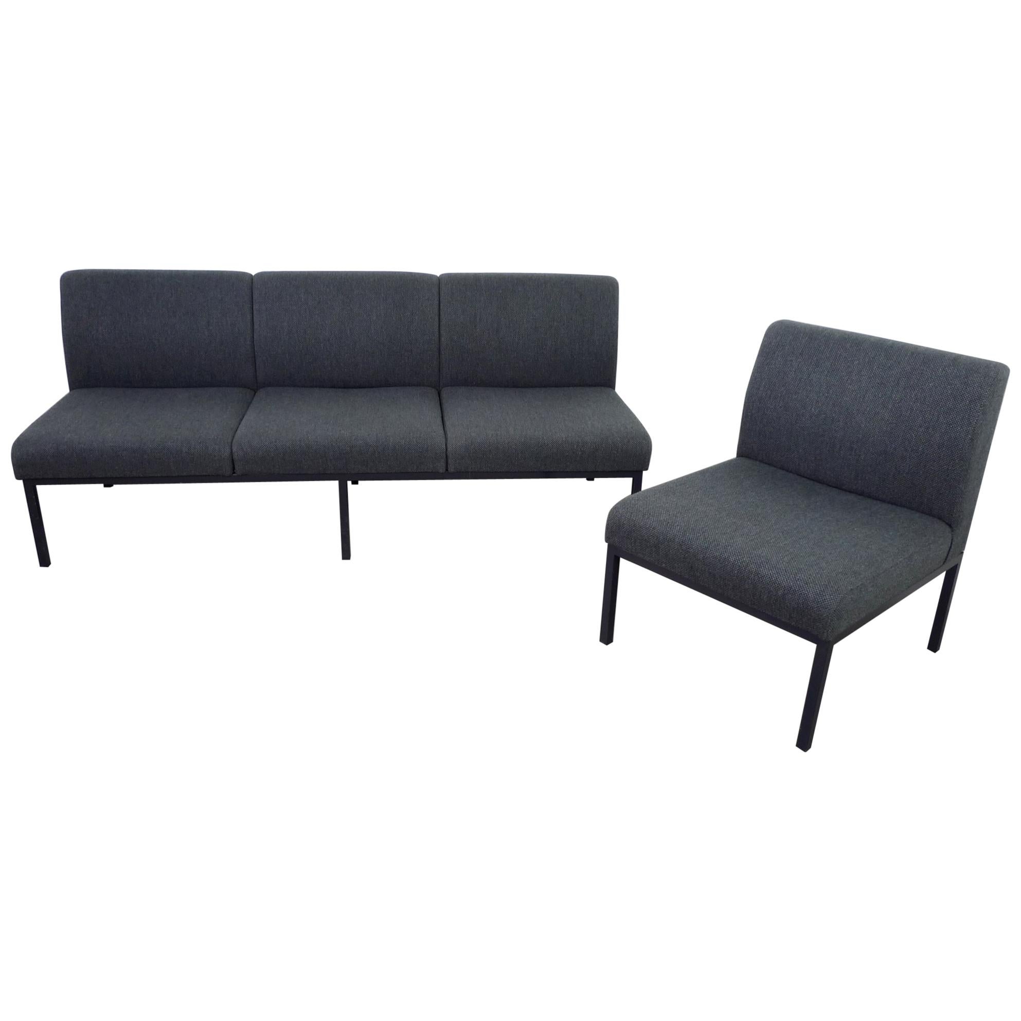 Grey Wool Sofa and Lounge Chair from Fröscher, Germany, 1960s For Sale
