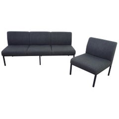 Grey Wool Sofa and Lounge Chair from Fröscher, Germany, 1960s