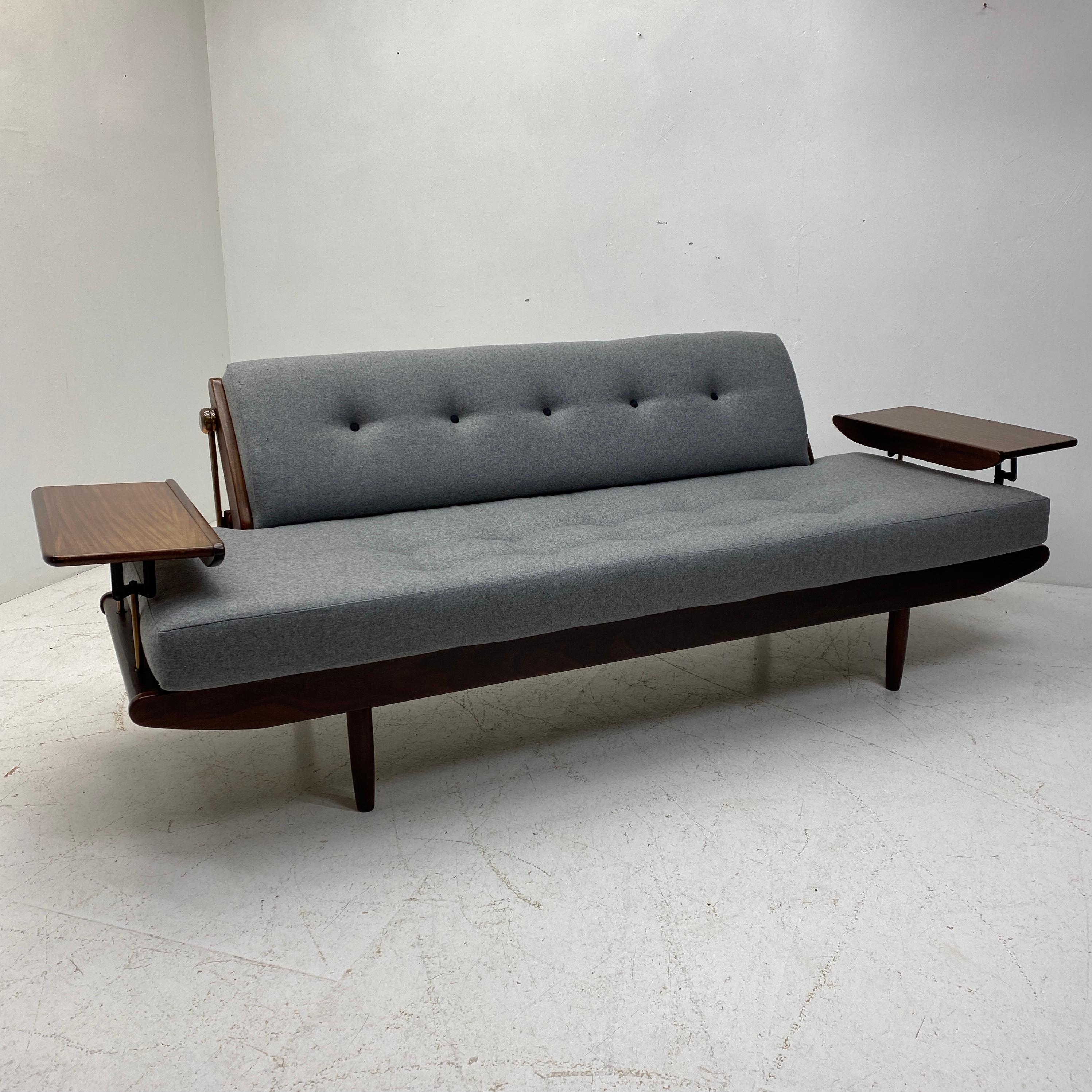 British Grey Wool Toothill Sofa & Daybed, 1950s