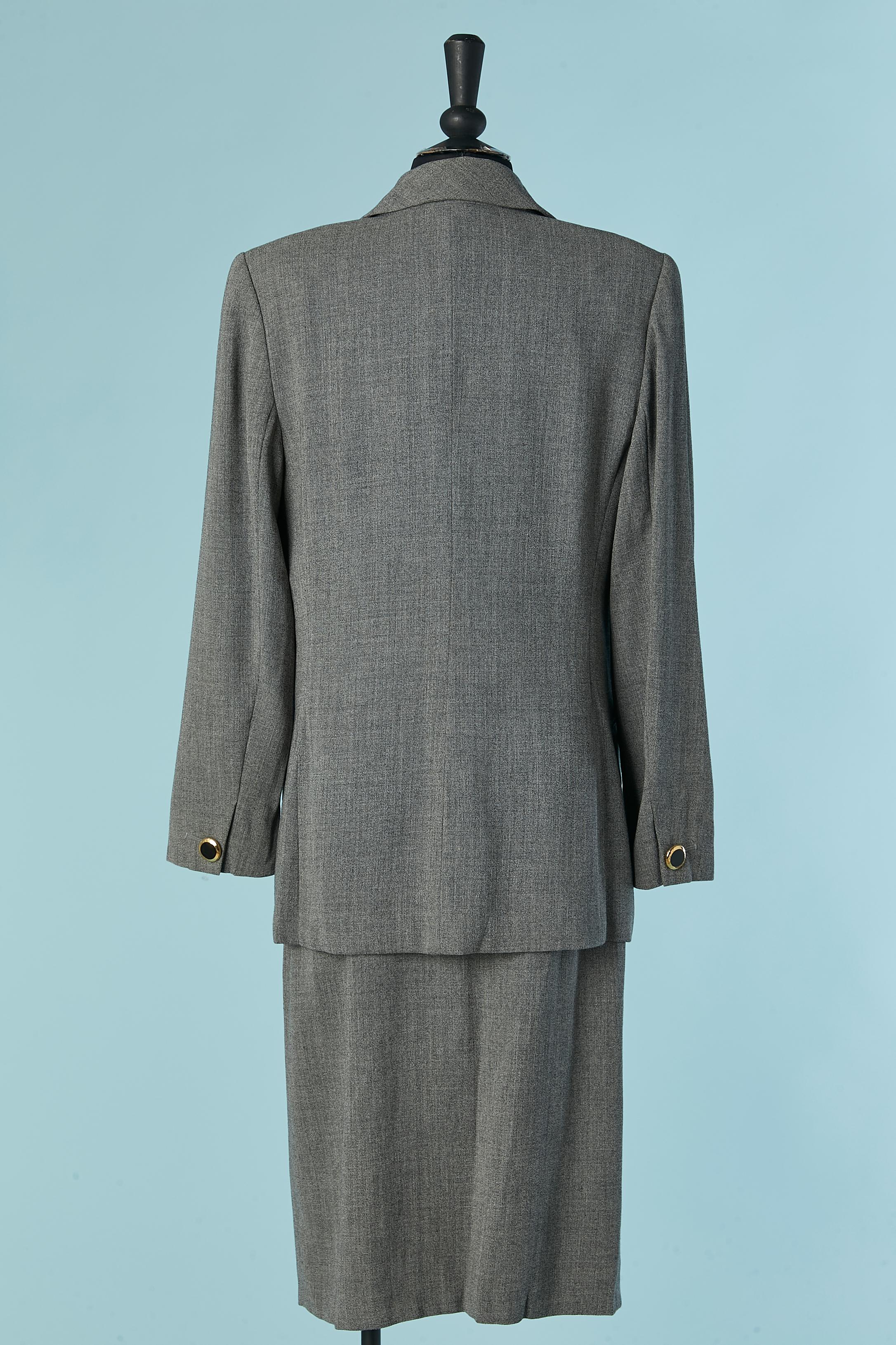 Grey worsted wool skirt suit Ungaro Solo Donna For Sale 1