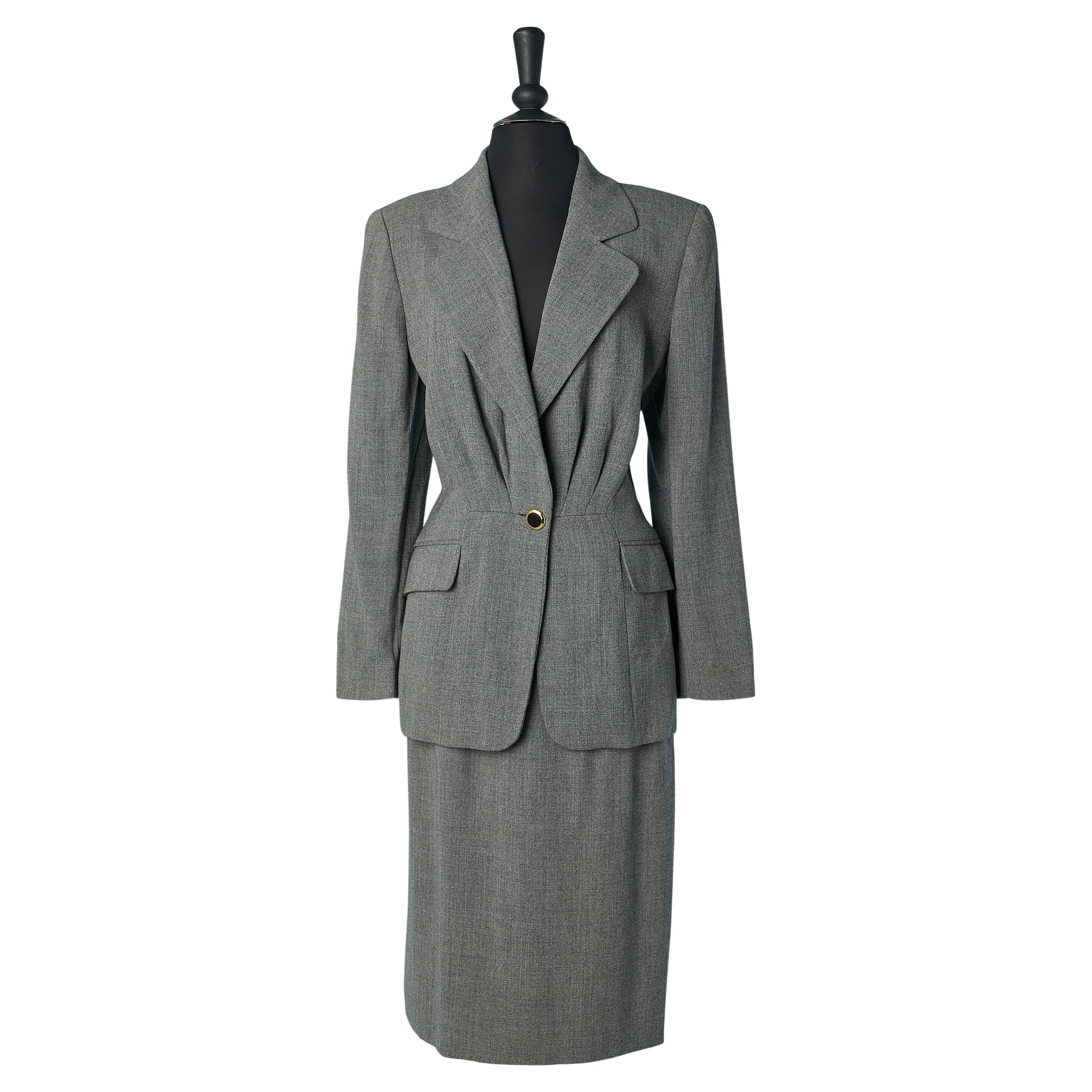 Grey worsted wool skirt suit Ungaro Solo Donna For Sale