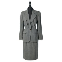 Grey worsted wool skirt suit Ungaro Solo Donna