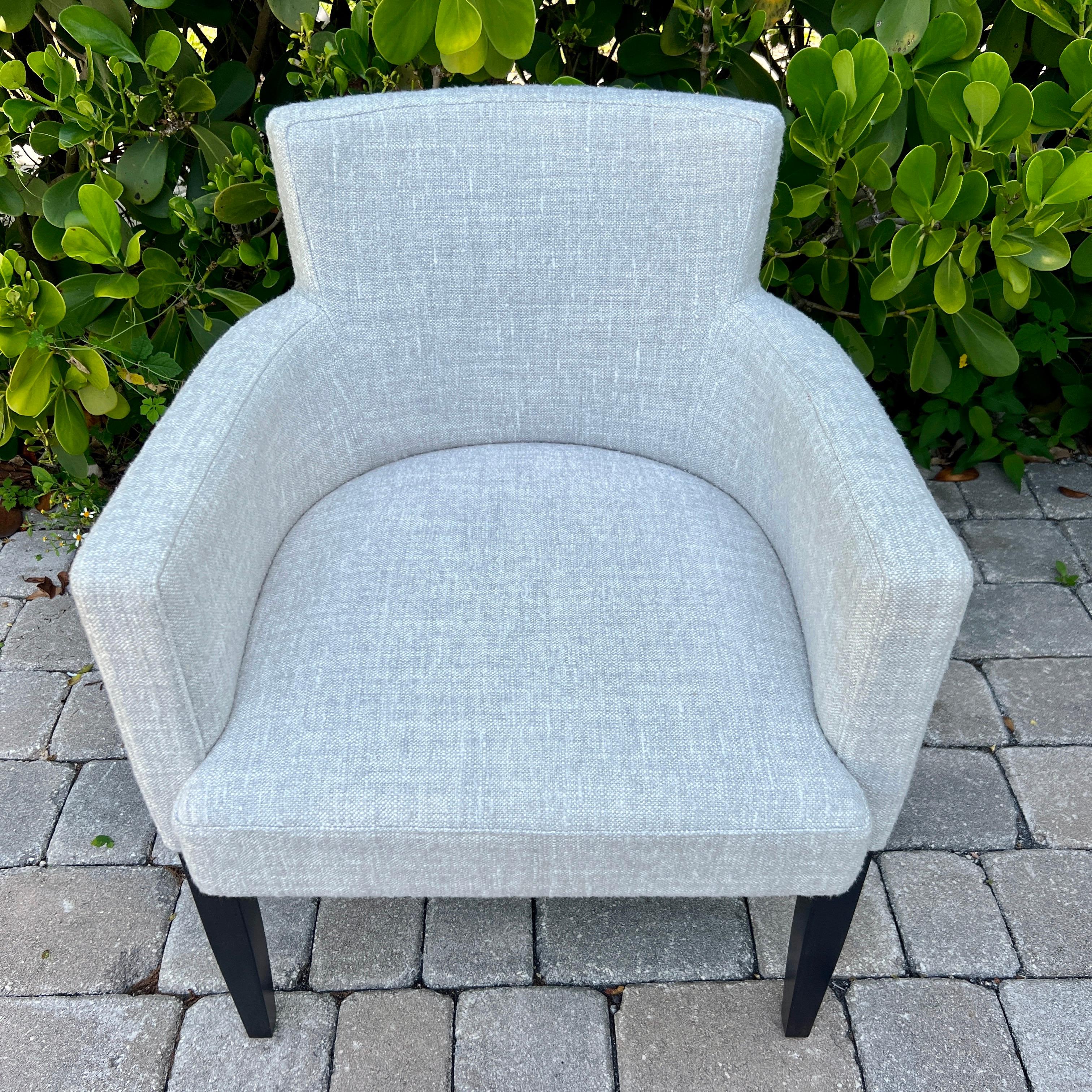 Mid-Century Modern Chair in Woven Grey by Pierre Frey For Sale 3