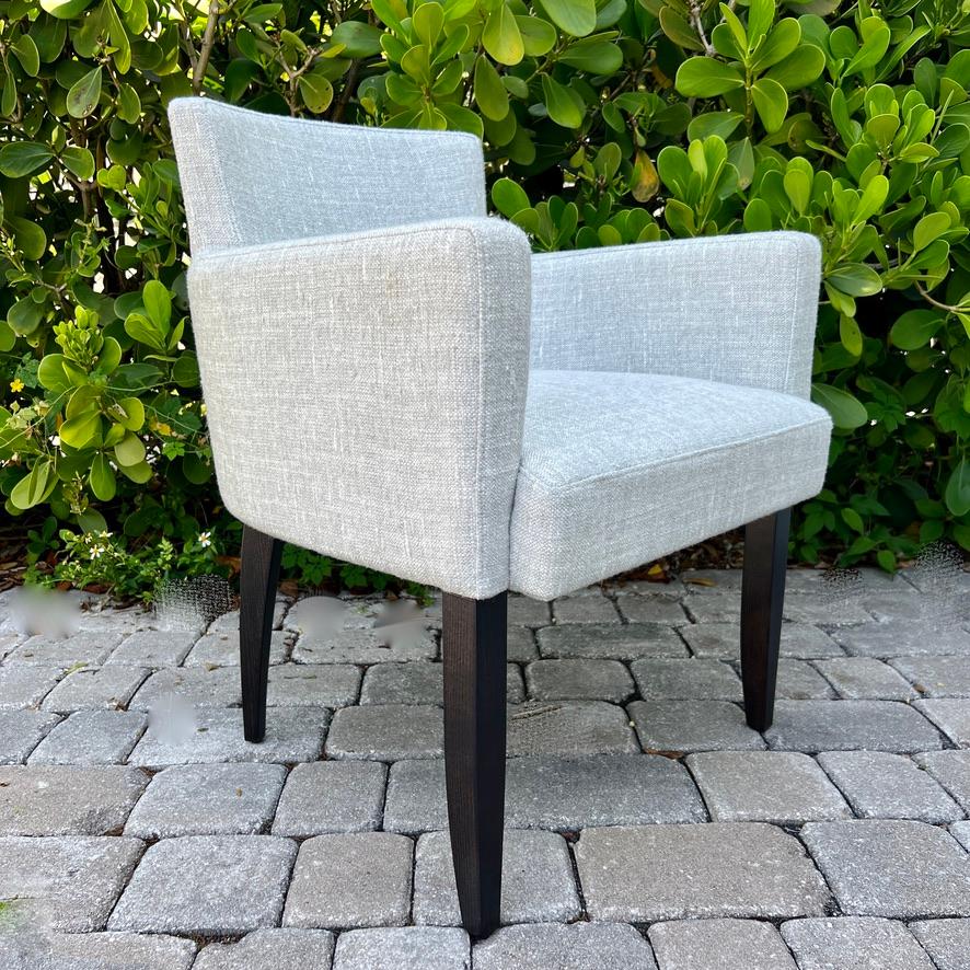 French Mid-Century Modern Chair in Woven Grey by Pierre Frey For Sale