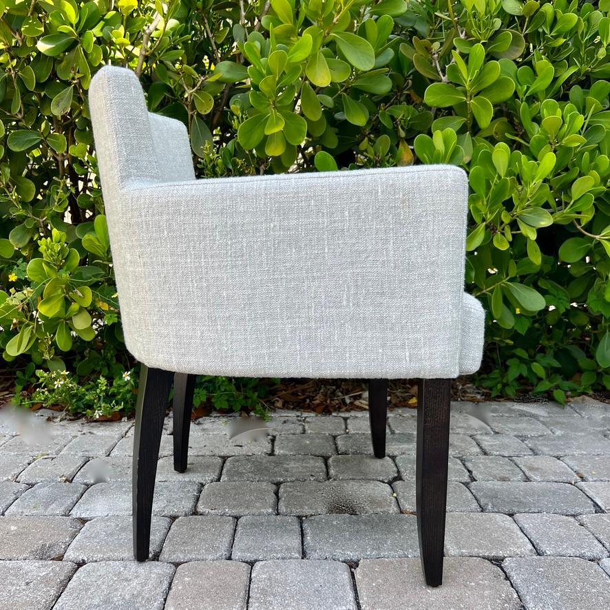 Hand-Crafted Mid-Century Modern Chair in Woven Grey by Pierre Frey For Sale