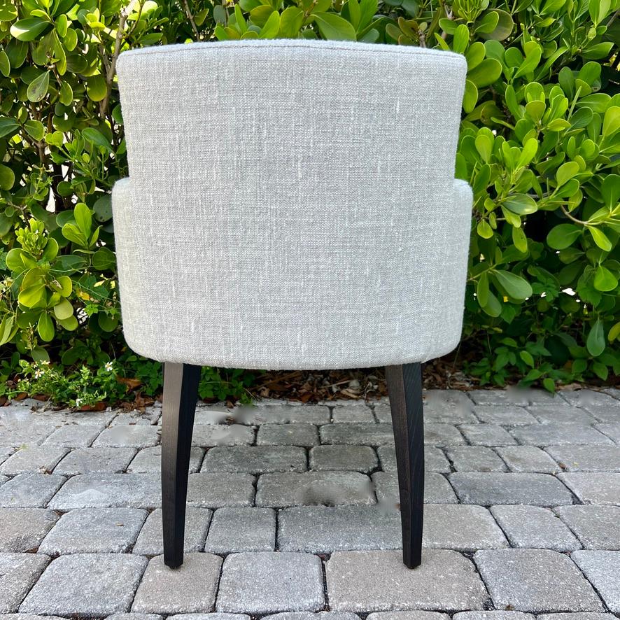 Contemporary Mid-Century Modern Chair in Woven Grey by Pierre Frey For Sale