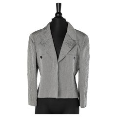 Grey wrinkled edge to edge jacket with branded buttons Chanel 