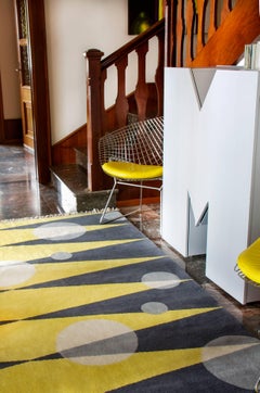 Rug Morning Sun - Modern Carpet Grey Yellow Black White Wool Geometric Circle