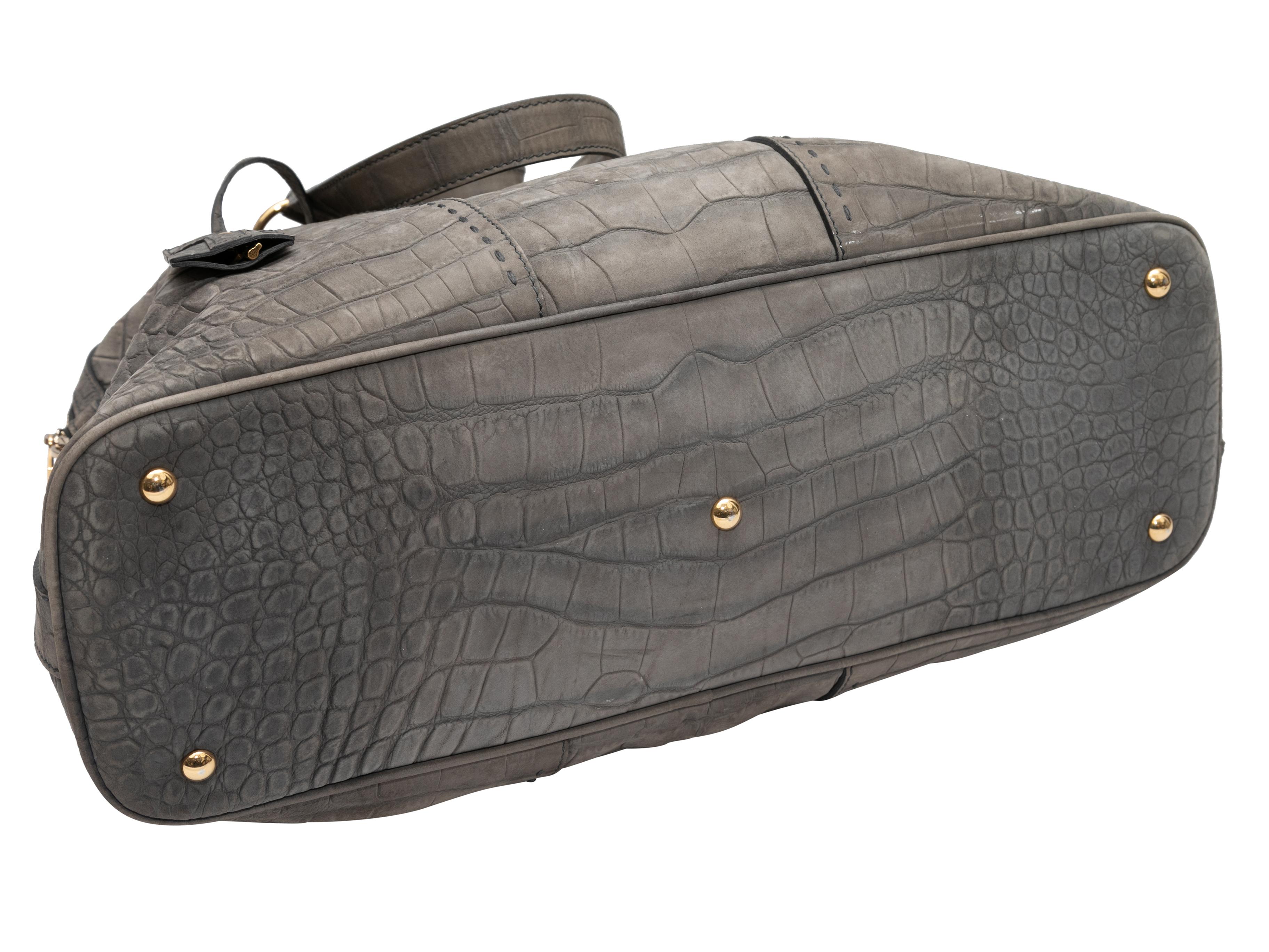 Women's Grey Yves Saint Laurent Embossed Croc XL Muse Bag For Sale