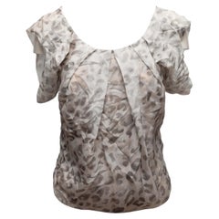 Grey Zac Posen Spring 2009 Leopard Print Blouse Size US S