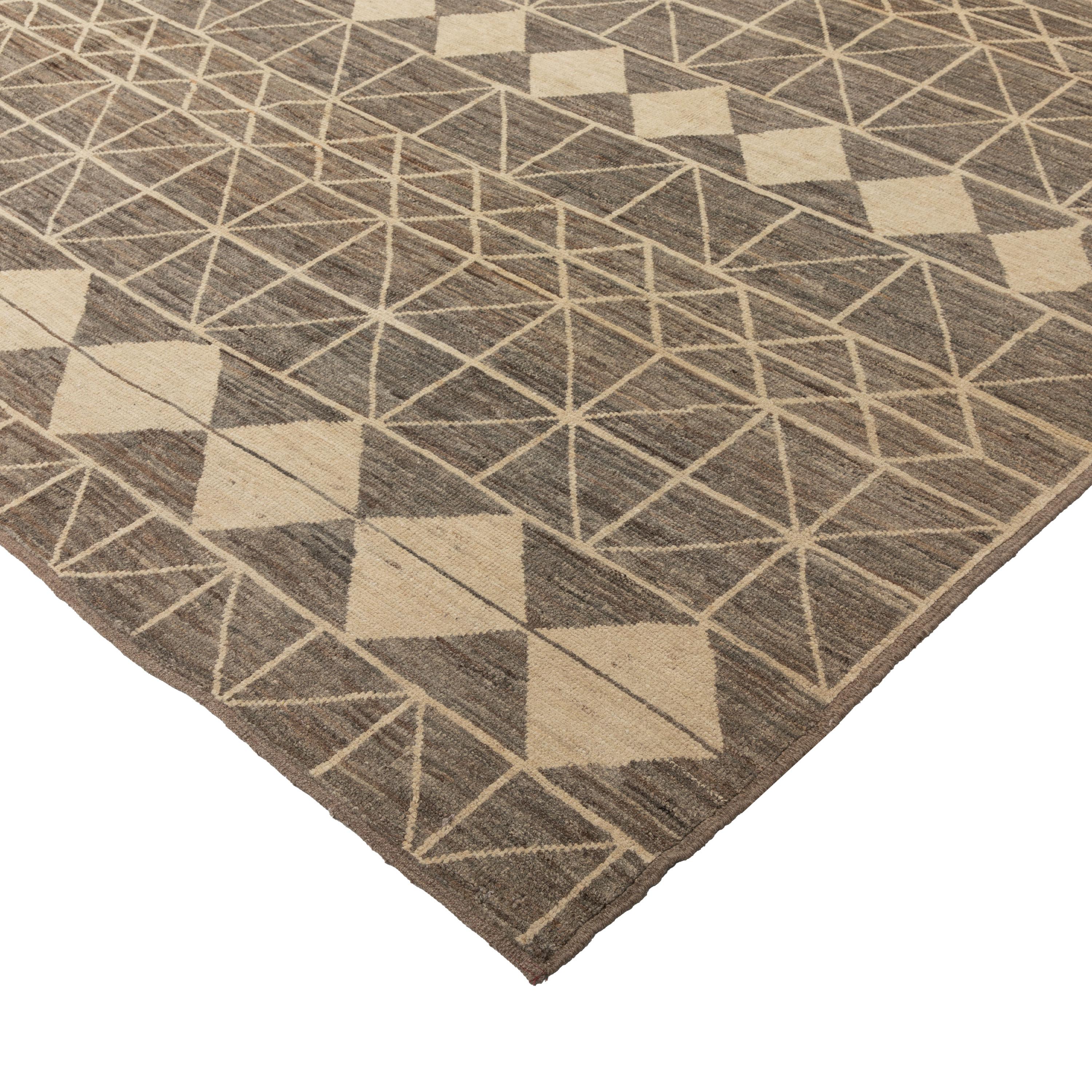 Mid-Century Modern abc carpet Grey Zameen Transitional Wool Rug- 9'3