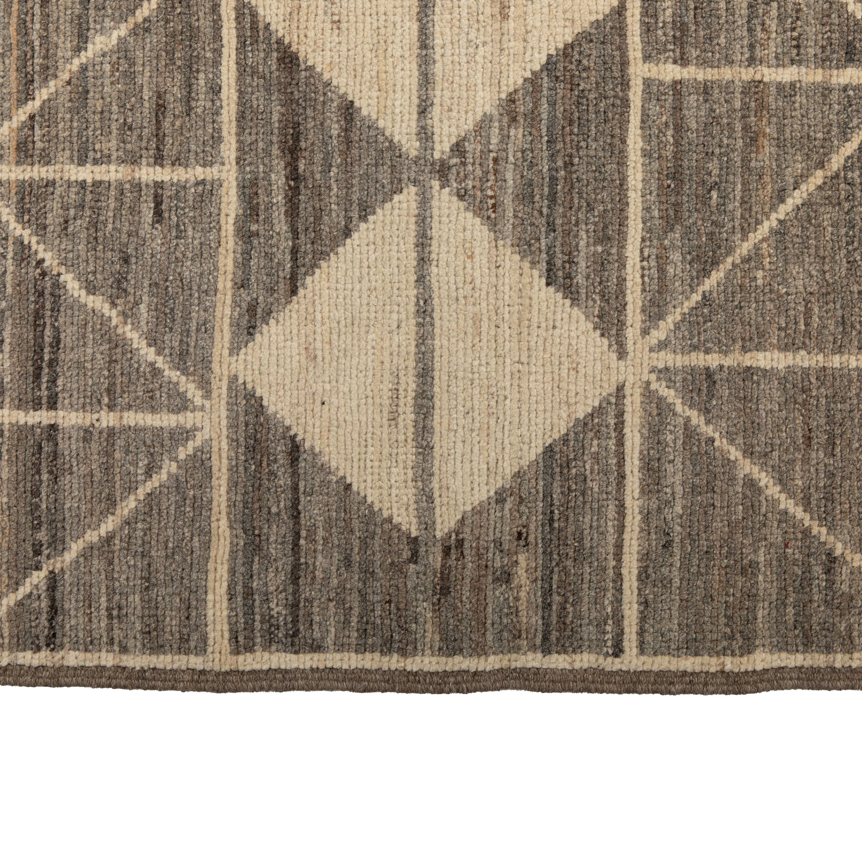 Hand-Knotted abc carpet Grey Zameen Transitional Wool Rug- 9'3