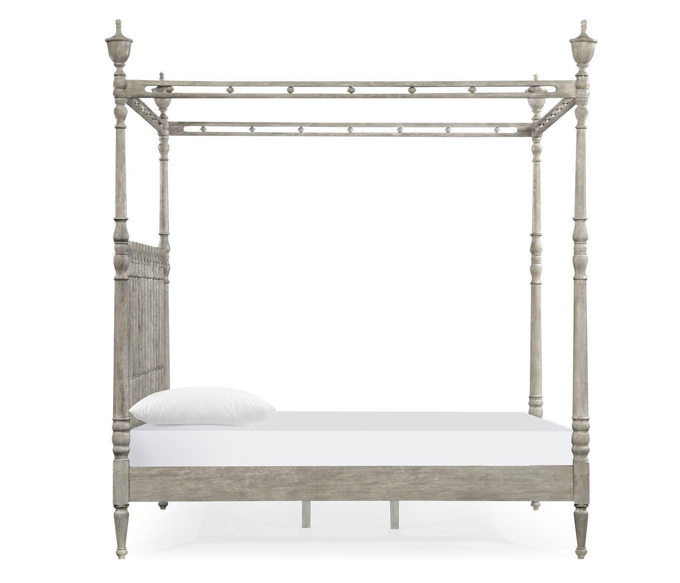 Georgian Greyed Oak Four Post King Bed For Sale