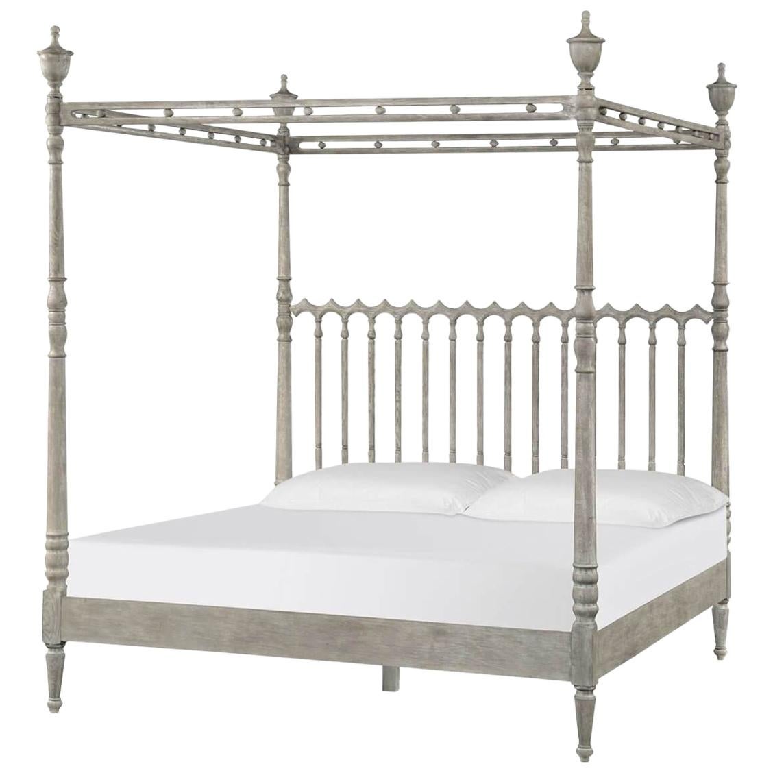 Greyed Oak Four Post King Bed
