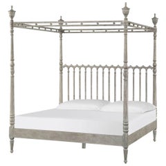 Greyed Oak Four Post King Bed