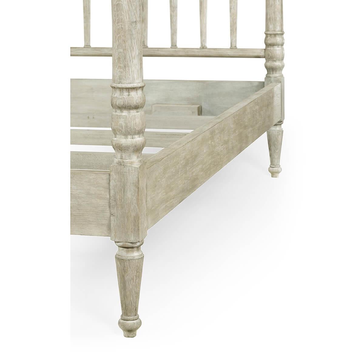 Greyed Oak Four Post Queen Bed 2