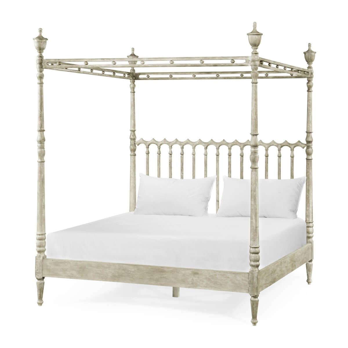 Greyed Oak Four Post Queen Bed 3