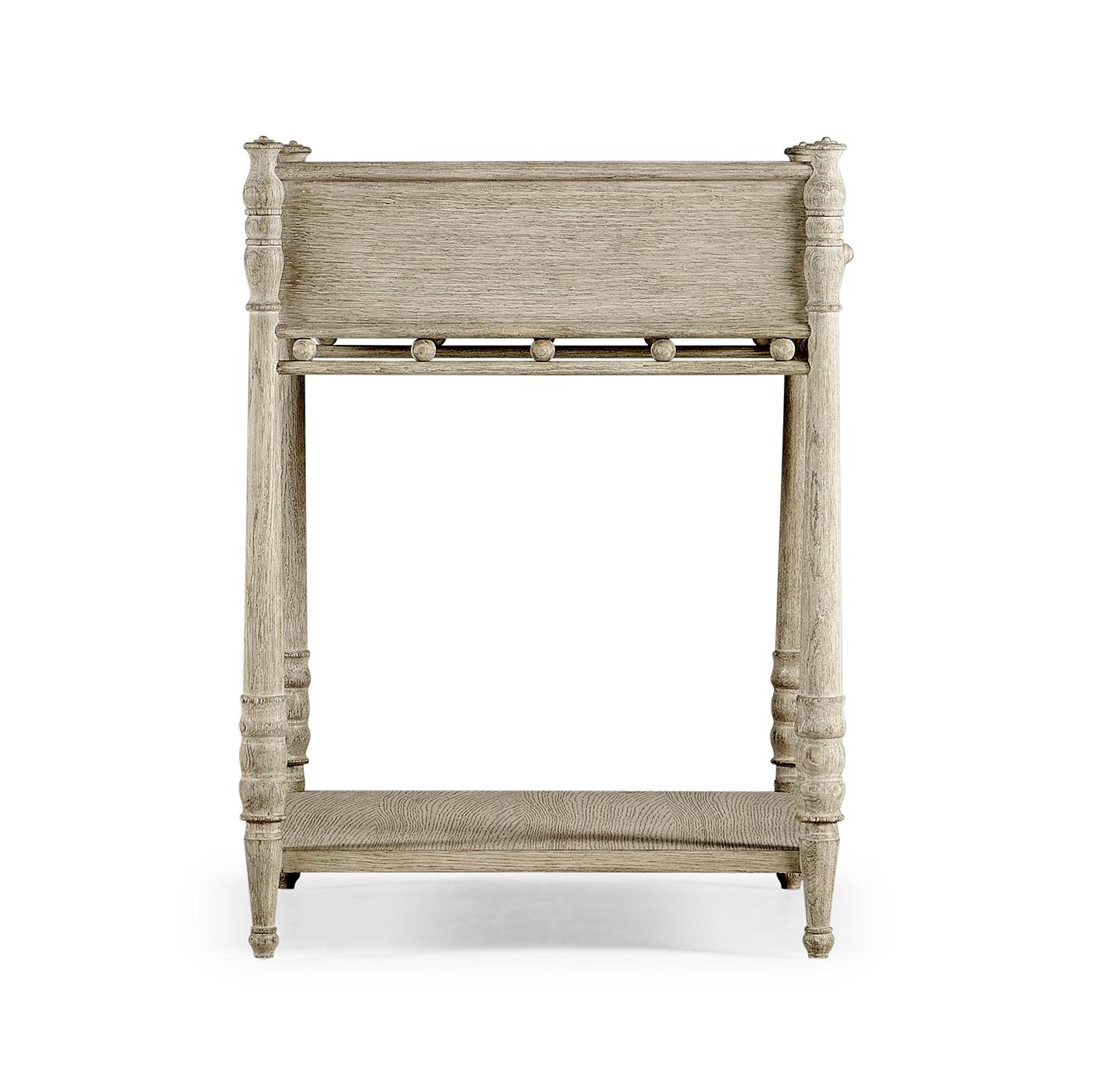 Vietnamese Greyed Oak Rustic Bedside Table For Sale