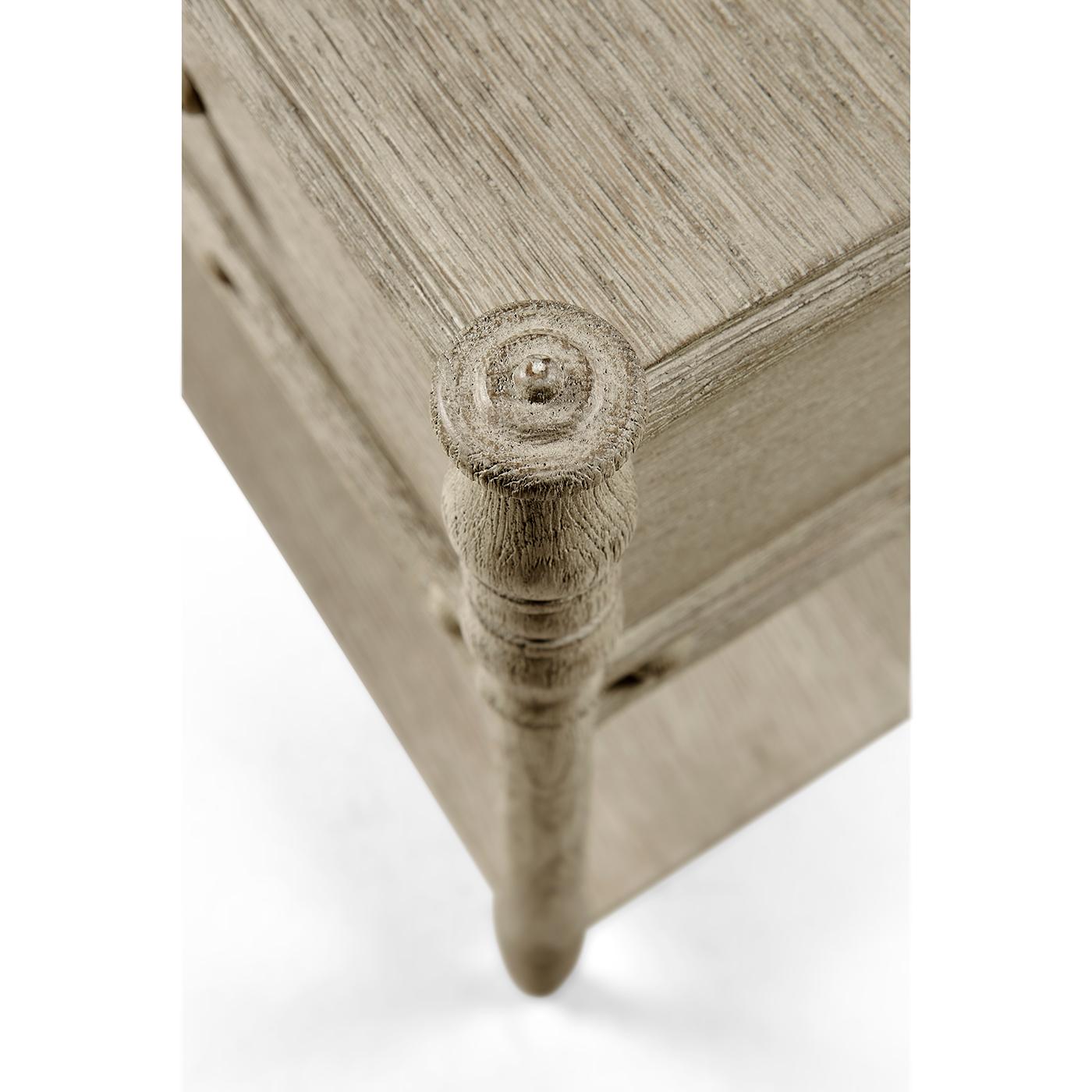 Contemporary Greyed Oak Rustic Bedside Table For Sale
