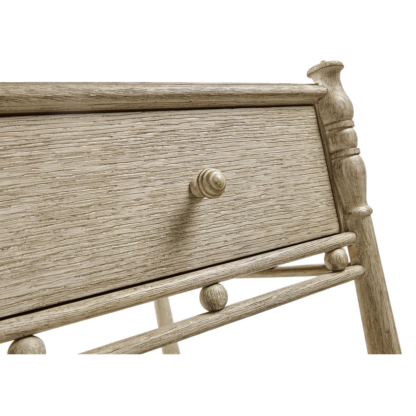 Greyed Oak Rustic Bedside Table For Sale 1