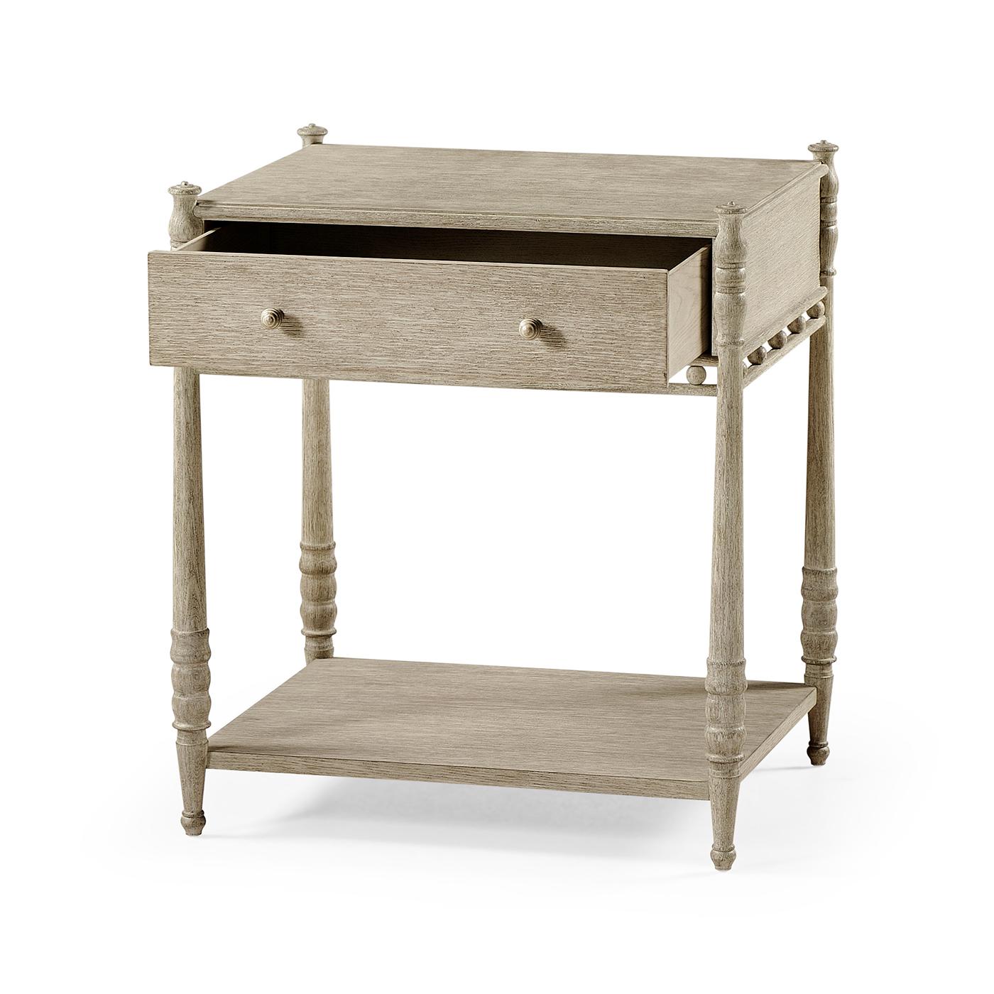 Greyed Oak Rustic Bedside Table For Sale 2