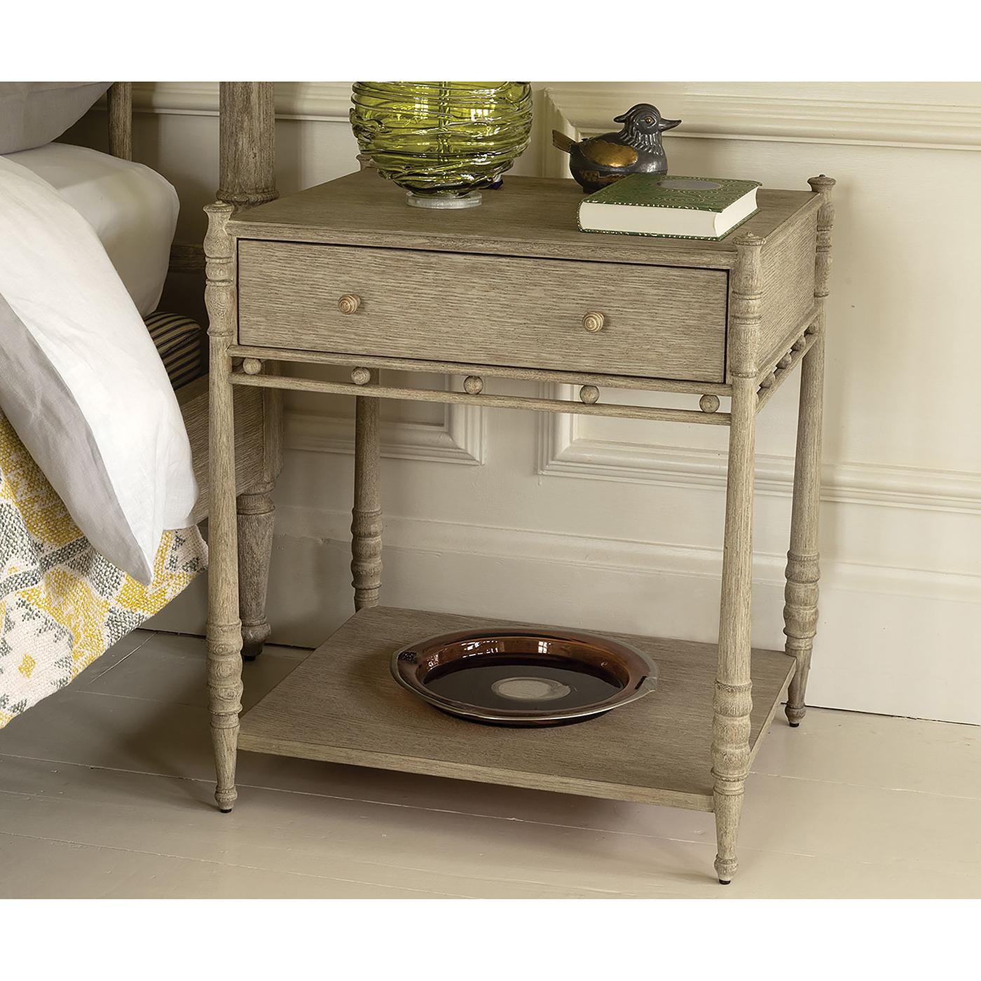Greyed Oak Rustic Bedside Table For Sale 3