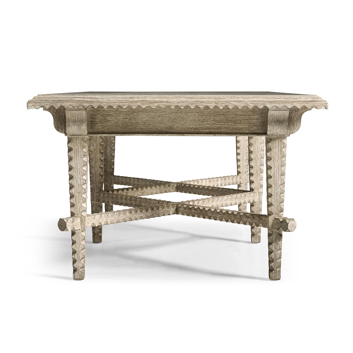Vietnamese Greyed Oak Rustic Coffee Table For Sale