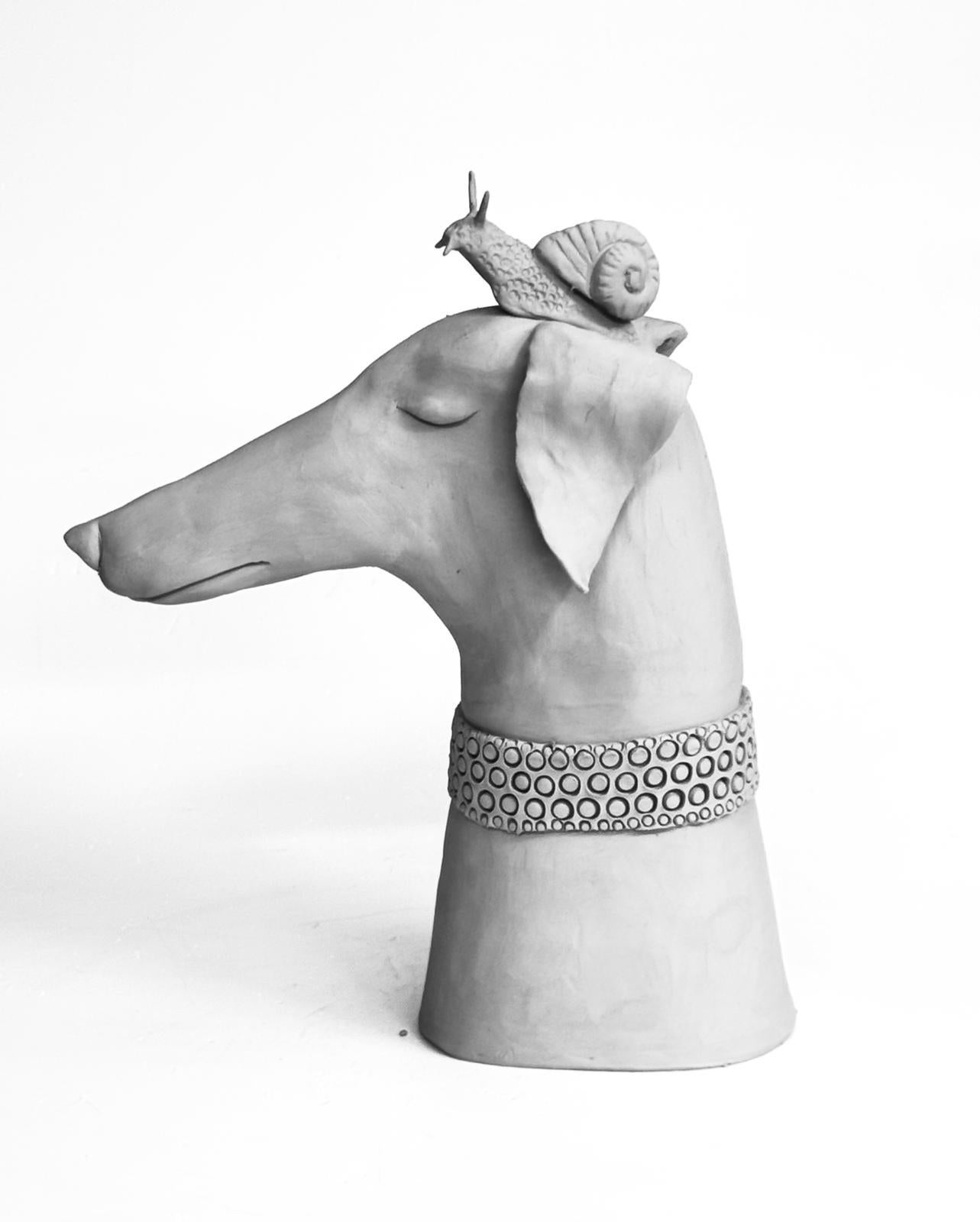 Galgo Perro Negro Centro de cerámica collar de plata Hecho a mano en Italia Nuevo 2025 en Nuevo estado para la venta en San Miniato PI, IT