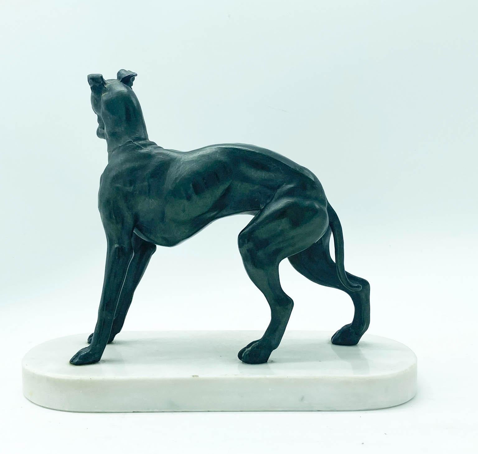 Mid-Century Modern Greyhound, Bronze Sculpture, Italy, 1970s For Sale