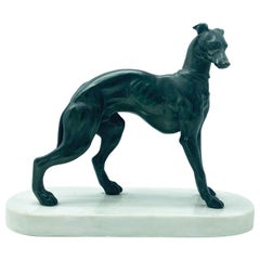 Galgo, escultura de bronce, Italia, años 70