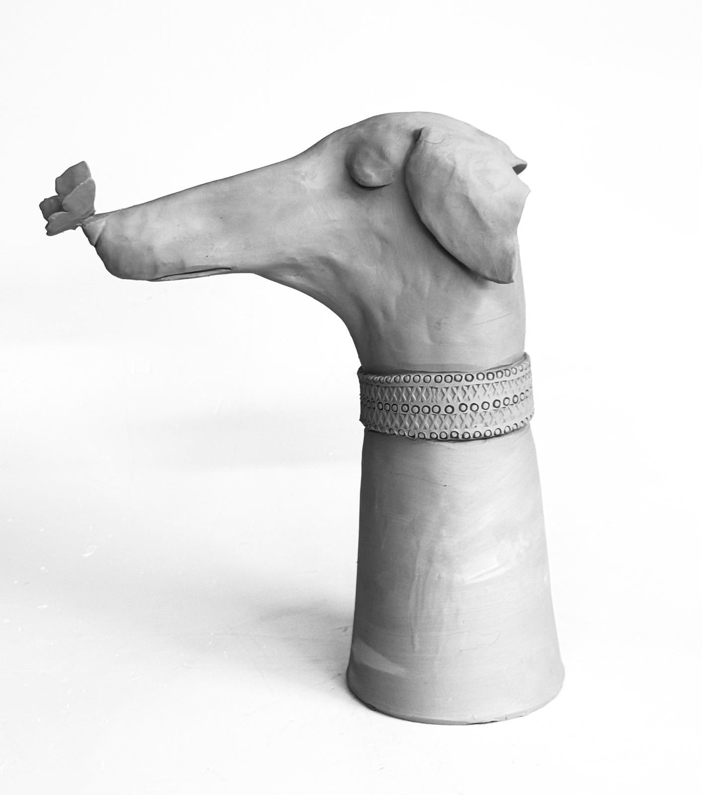 Centro de mesa de cerámica Perro galgo. Hecho a mano (¡sin moldes!) en Italia. Nuevo 2025 Cerámico en venta