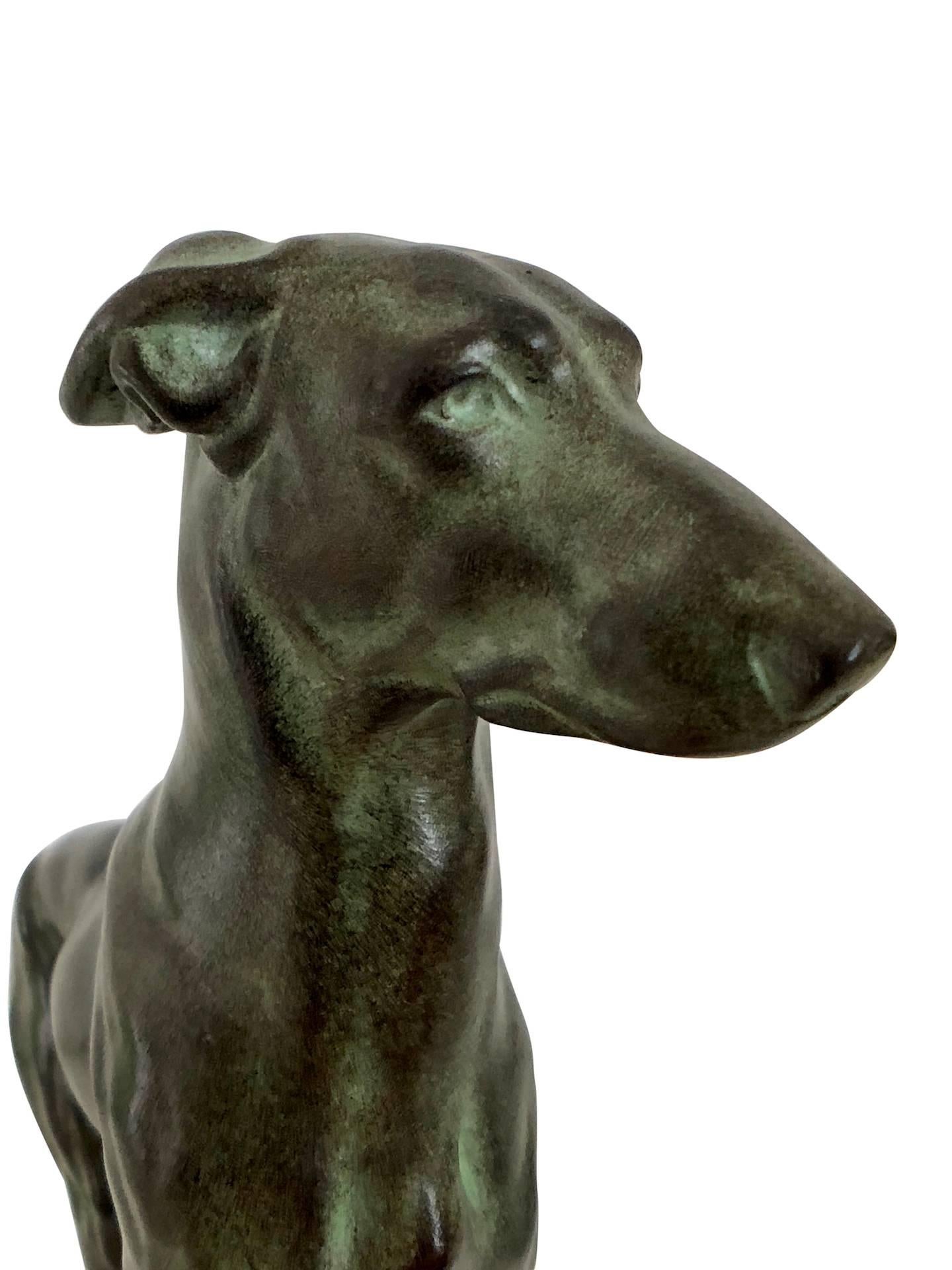 French Greyhound Dog Sculpture Sloughi by Jules Edmond Masson for Max Le Verrier