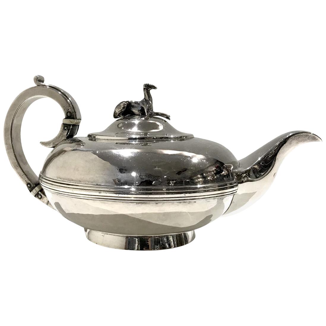 Greyhound English Teapot Sterling Silver Made in 1834