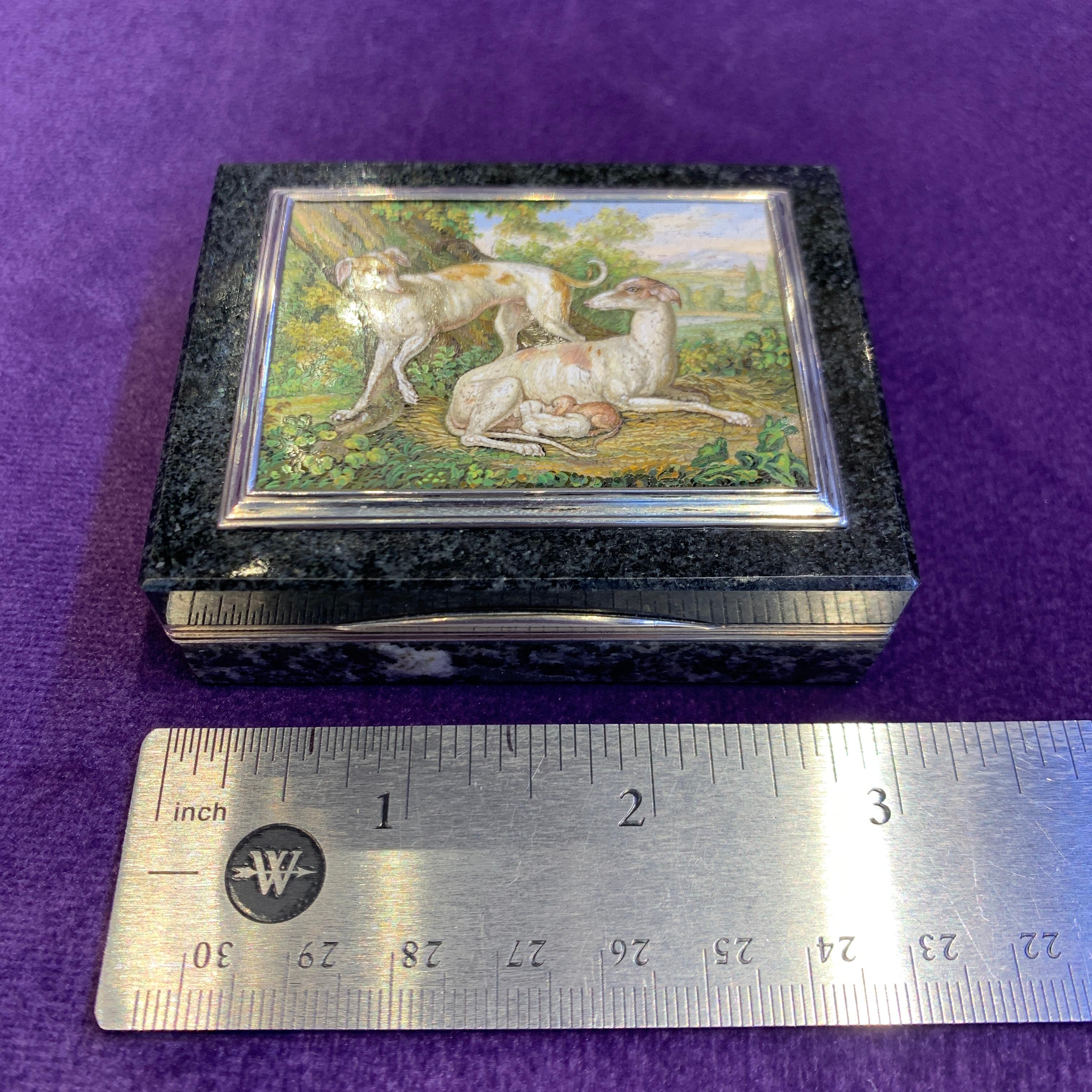 Greyhound Micro Mosaic Snuff Box For Sale 4