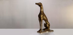Greyhound Sculpture Dog in Carved and Gilded Wood, Italy, pp S.XX