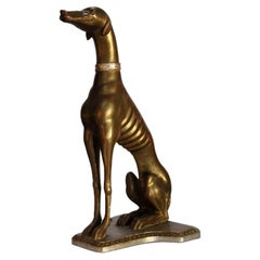Sculpture de chien lévrier en bois sculpté et doré, Italie, pp S.XX