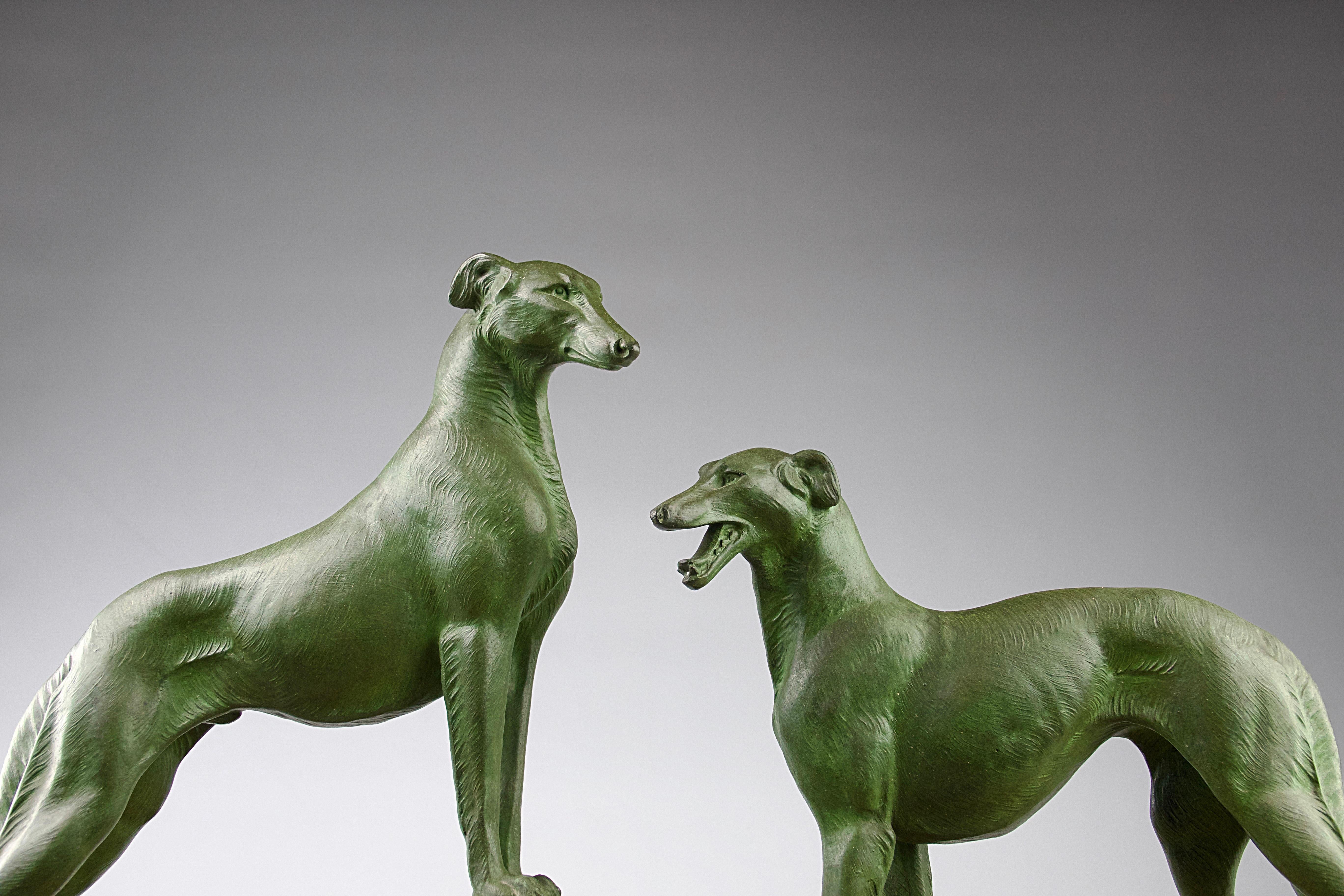 French Greyhound Sculpture, France Art Déco, 1930s For Sale