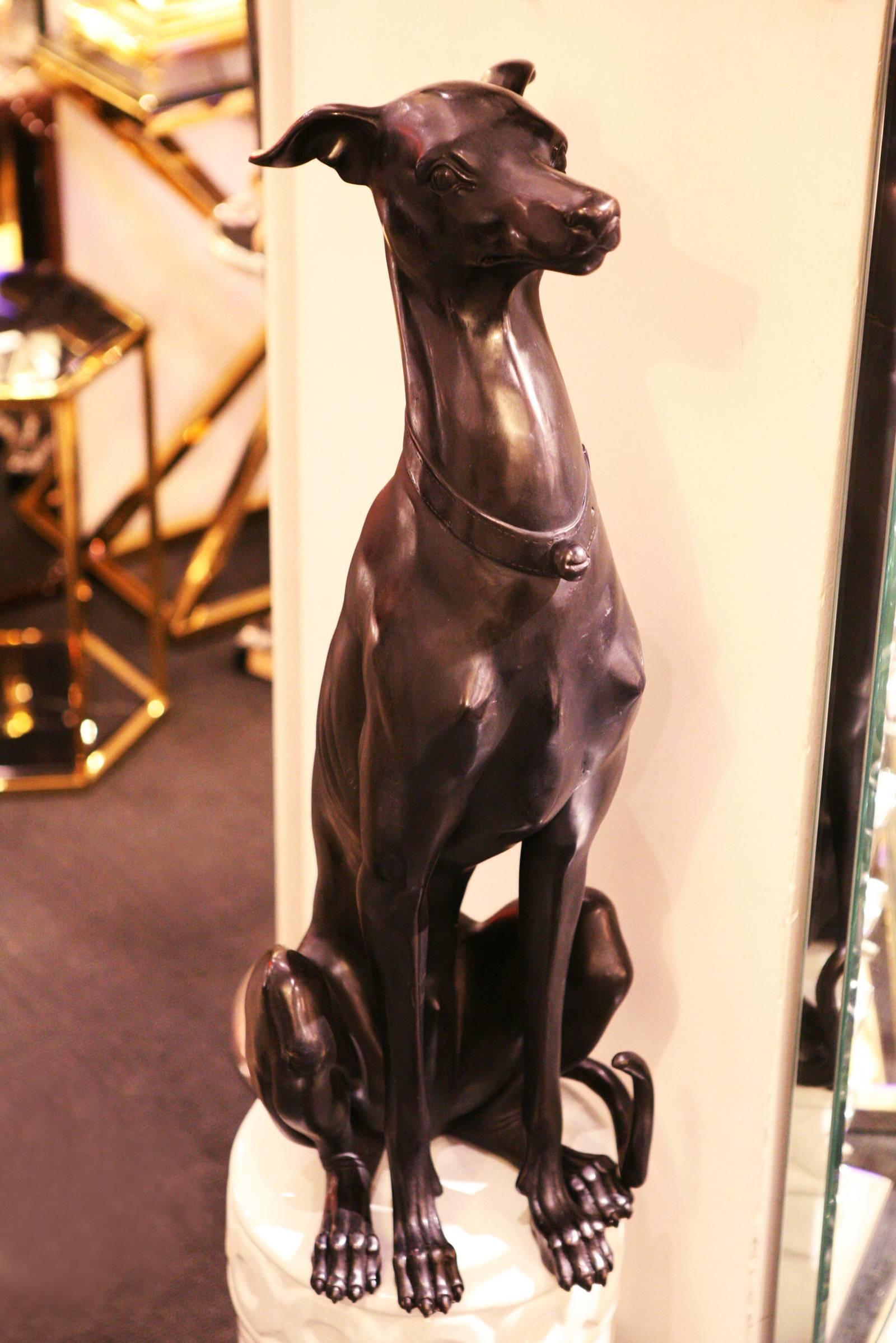Contemporary Greyhound Sculpture Set of Two in Solid Bronze