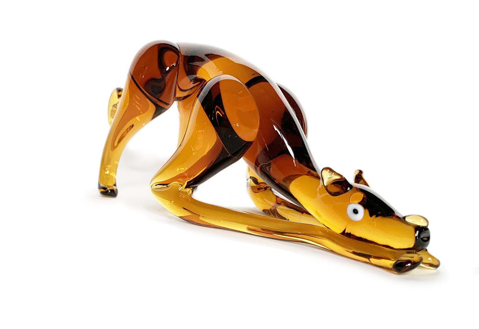 Fait main Lévrier - Sculpture en verre façonné, Flavio Poli, I.V.A.M.  Murano, Vers 1930 en vente