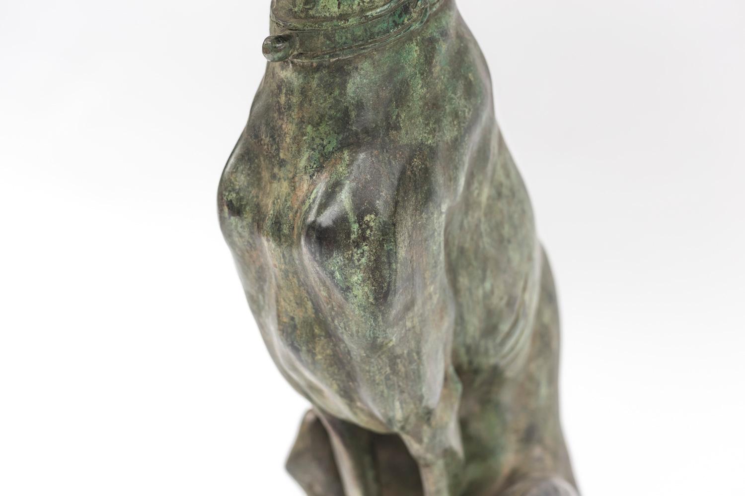 Greyhound Stand in Bronze and Marble, Early 20th Century 1