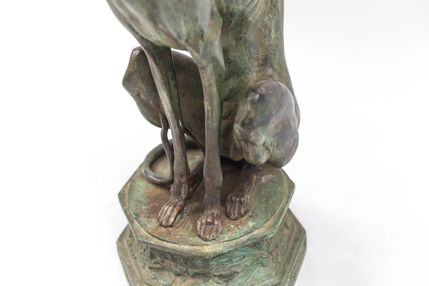 Greyhound Stand in Bronze and Marble, Early 20th Century 2