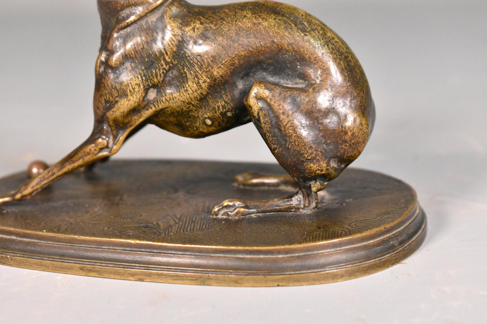 Greyhound with Ball in Bronze by Pierre-Jules Mène '1810-1879' For Sale 5