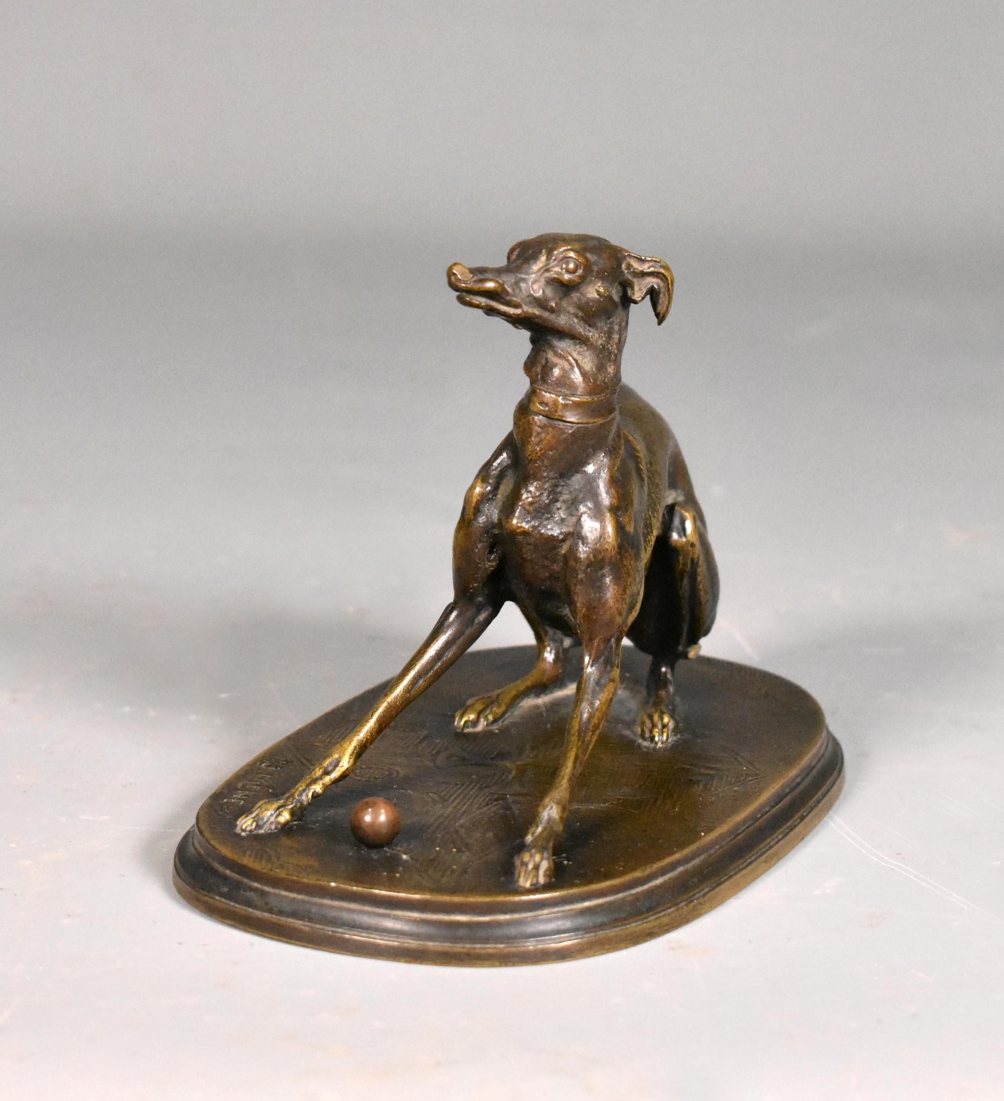 Greyhound with Ball in Bronze by Pierre-Jules Mène '1810-1879' For Sale 3
